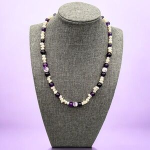Pearl Amethyst Floral Necklace